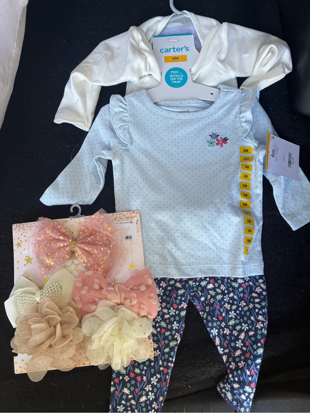 New Carter's Baby Girl Floral Blue  Top & Floral Leggings Set bundle &shoes 2